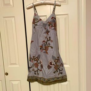 Bali Batik patterned dress size small, Green red gold, spaghetti like straps